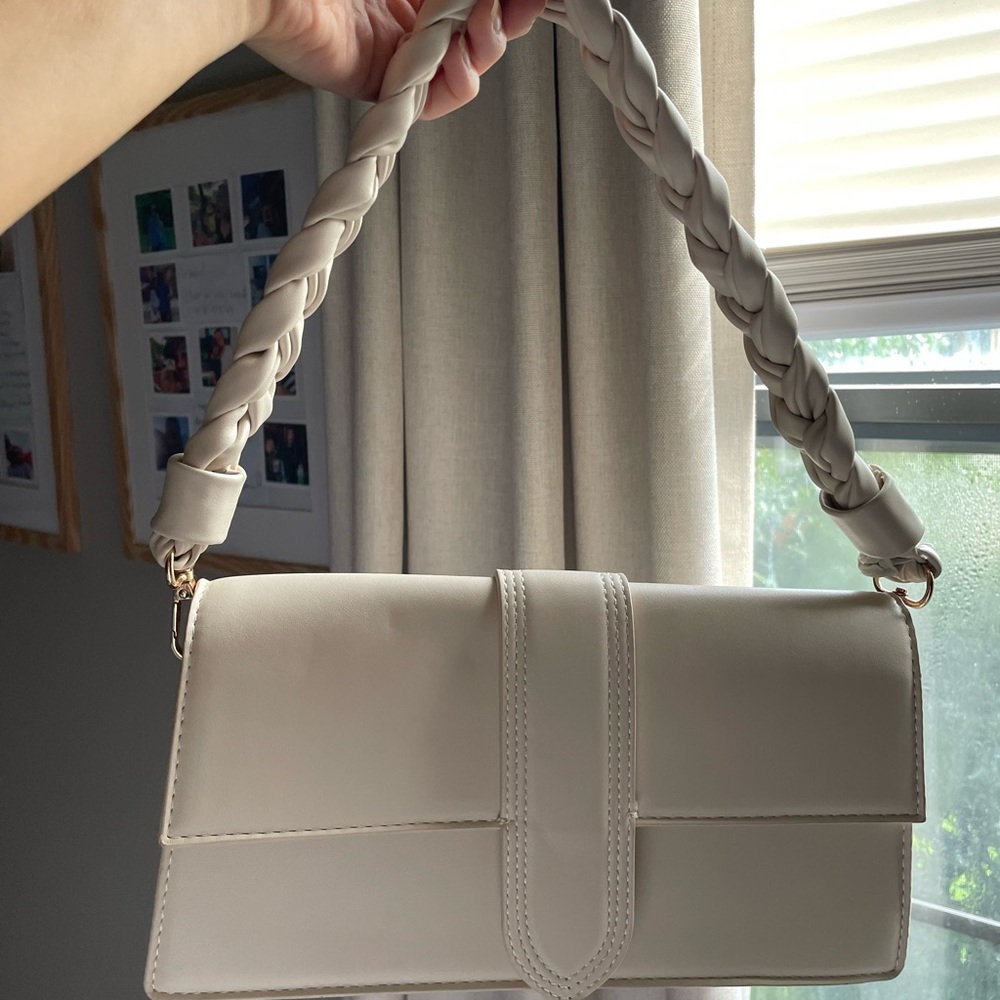 Moda Luxe Cream Braided-Handle Shoulder Bag